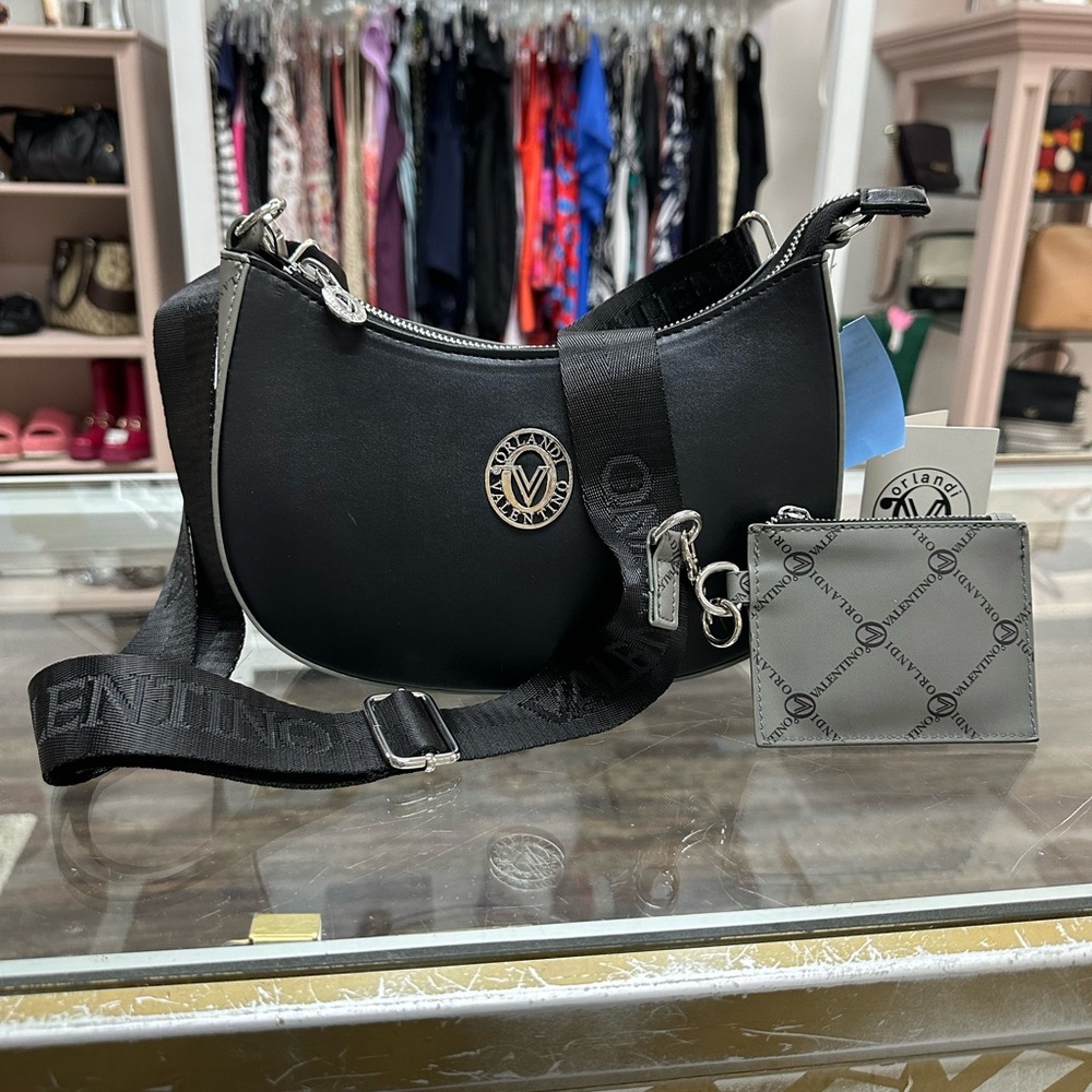 Valentino Black and Gray Women's Bag Set